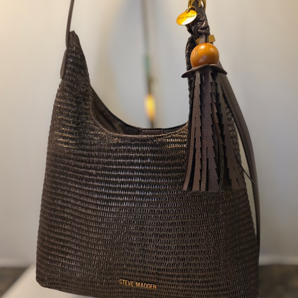 Chocolate Raffia Bkenji Hobo Bag by Steve Madden - Picture 7 of 7